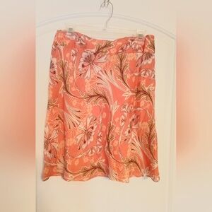 LOFT A-Line Skirt in Orange and Cream